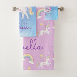 Niedlich Girls Magical Unicorn Regenbogen Personal Badhandtuch Set