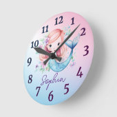 Niedlich Girls Mermaid Personalisiert Clock Runde Wanduhr (Winkel)