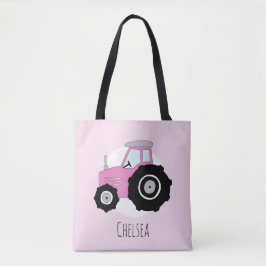 Niedlich Girl's Pink Bauer Traktor mit Namen Tasche