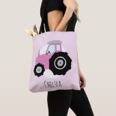 Niedlich Girl's Pink Bauer Traktor mit Namen Tasche (Von Nahem)
