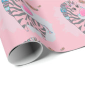 Niedlich Girls Pink Cartoon Zebracorn Geschenkpapier (Rolleneckpunkt)