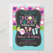 Niedlich Girls Pool Party Ice Creme Geburtstag Einladung (Vorderseite)