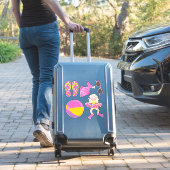 Niedlich Girls Pool Party Zwei Aufkleber (Koffer Insitu)