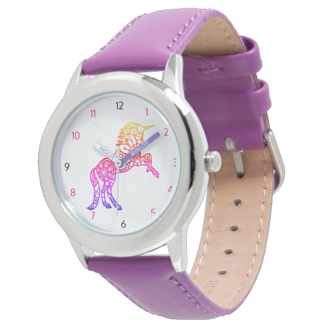 Niedlich Girls Rainbow Unicorn Armbanduhr (Schrägansicht)