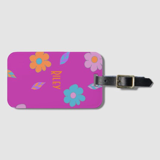 Niedlich Girls Retro Blume Gepäckanhänger (Vorderseite (Horizontal))