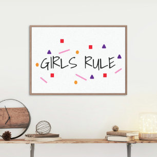 Niedlich Girls Rule Funny Geometric Pattern Leinwanddruck