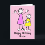 Niedlich Girls Sister Happy Birthday Card Karte<br><div class="desc">Niedlicher Cartoon von zwei kleinen Mädchen Schwestern lächeln. Die Karte hat einen rosa Hintergrund, kann aber leicht in eine andere Farbe oder ein schönes minimales Weiß geändert werden. Personalisieren Sie diese Karte einfach, indem Sie den Vorlagentext vorne und innen bearbeiten. Lustig zeichnend für Kinderkarten. Oder Erwachsene! Danke, dass du mir...</div>