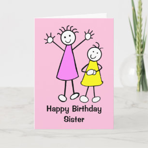 Niedlich Girls Sister Happy Birthday Card Karte