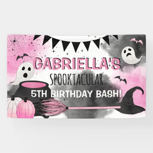 Niedlich Girls Spooktacular Halloween Geburtstagsb Banner (Horizontal)