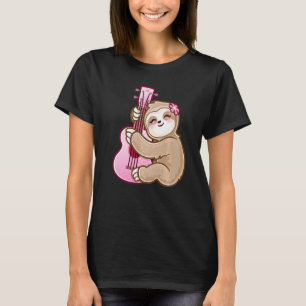 Niedlich Girls Ukulele Uke Pink Gitarre Kid Sloth  T-Shirt