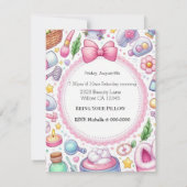 Niedlich Girls Wellness-Center Sleepover Geburtsta Einladung (Rückseite)