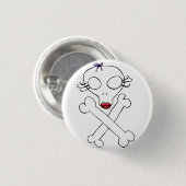 Niedlich Girly Alien Skull Crossbones Button (Vorne & Hinten)