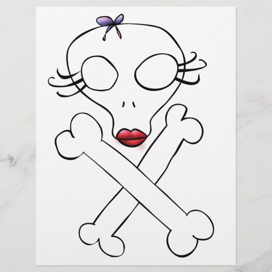 Niedlich Girly Alien Skull Crossbones Flyer (Vorne)