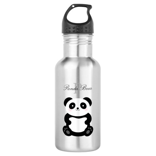 Niedlich Girly Baby Panda Bear Monogram Edelstahlflasche (Vorderseite)