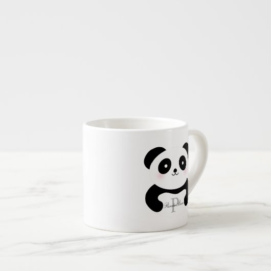 Niedlich Girly Baby Panda Bear Monogram Espressotasse (Vorderseite Rechts)