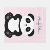 Niedlich Girly Baby Panda Bear Monogram Fleecedecke (Vorderseite (Horizontal))