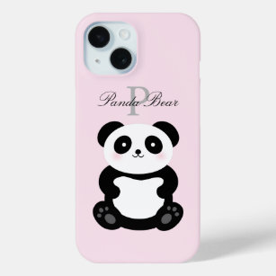Niedlich Girly Baby Panda Bear Monogram iPhone 15 Hülle