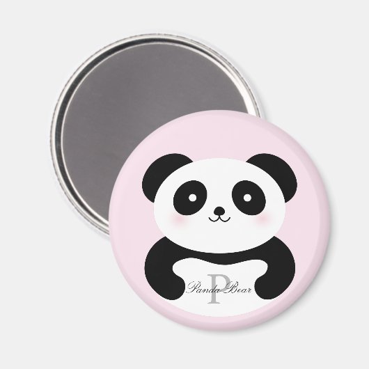 Niedlich Girly Baby Panda Bear Monogram Magnet (Vorderseite/Rückseite)