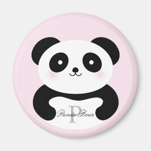 Niedlich Girly Baby Panda Bear Monogram Magnet