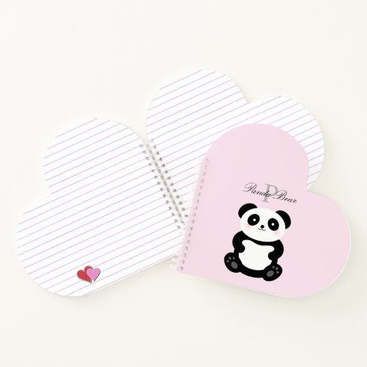 Niedlich Girly Baby Panda Bear Monogram Notizblock (Innenseite)