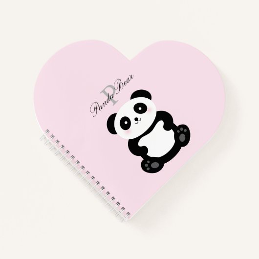 Niedlich Girly Baby Panda Bear Monogram Notizblock (Vorderseite)