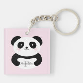 Niedlich Girly Baby Panda Bear Monogram Schlüsselanhänger (Rückseite)