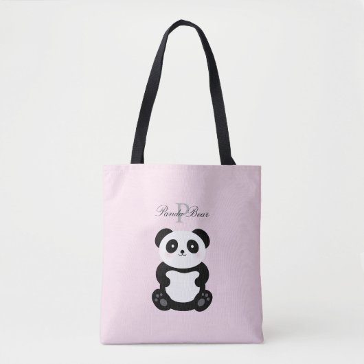 Niedlich Girly Baby Panda Bear Monogram Tasche (Vorderseite)