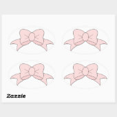 Niedlich Girly Baby Pink Bow Ovaler Aufkleber (Blatt)