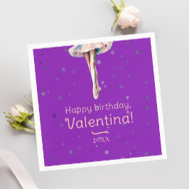 Niedlich Girly Ballerina Tanz Rosa Tutu Lila Stars Serviette