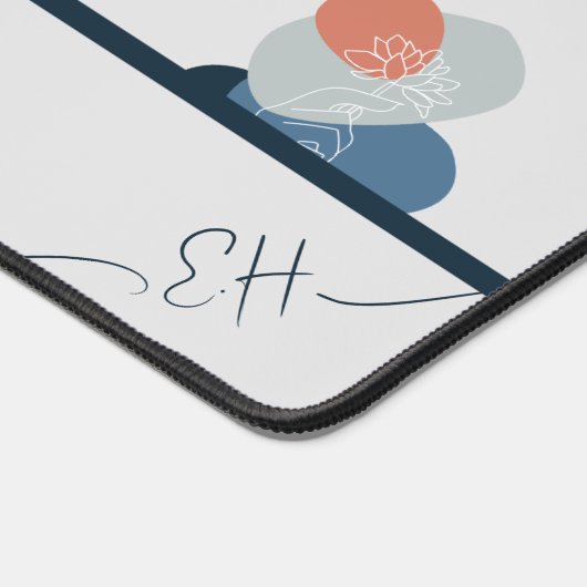 Niedlich Girly Blue Boho Wildblume abstrakte Muste Schreibtischunterlage (Ecke)