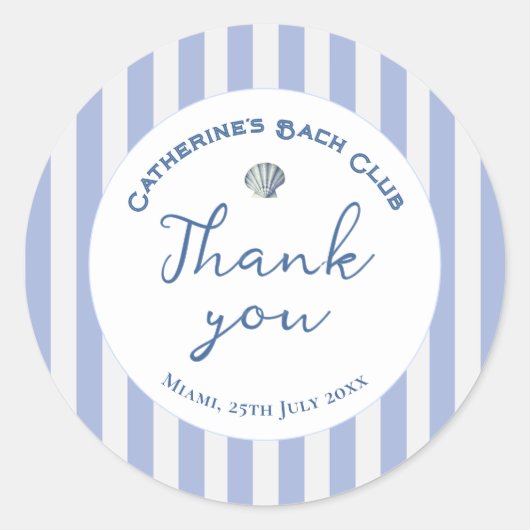 Niedlich Girly Blue Coastal Cowgirl Stripe Vielen Runder Aufkleber (Vorderseite)