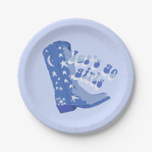 Niedlich Girly Blue Cowgirl Boot Pappteller