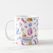 Niedlich Girly Blue Pink Star Name Unicorn Kaffeetasse (Links)