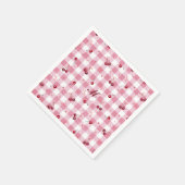 Niedlich Girly Bows Cherries Pink Gingham Karierte Serviette (Ecke)