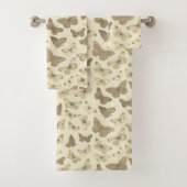 Niedlich Girly Butterfly Pattern Beige Badhandtuch Set (Insitu)