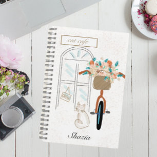 Niedlich Girly Cat Café Custom Notizblock