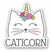 Niedlich Girly Caticorn Aufkleber (Vorderseite)