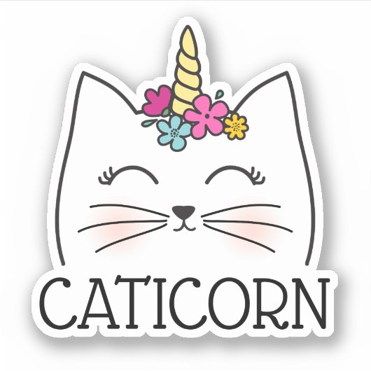 Niedlich Girly Caticorn Aufkleber (Vorderseite)