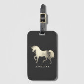 Niedlich Girly & Chic Silver Foil Einhorn Personal Gepäckanhänger (Vorderseite Vertikal)