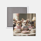 Niedlich Girly Chihuahua Tea Party Magnet (Vorderseite/Rückseite)