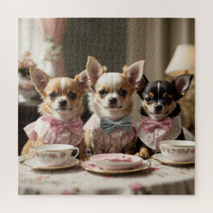Niedlich Girly Chihuahua Tea Party Puzzle