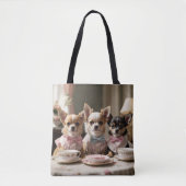 Niedlich Girly Chihuahua Tea Party Tasche (Vorderseite)