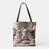 Niedlich Girly Chihuahua Tea Party Tasche (Rückseite)