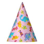 Niedlich Girly Colorful Pink Dinosaur Thema Geburt Partyhütchen (Links)