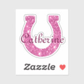 Niedlich Girly Coquette Pink Glitzer Hufeisenname Aufkleber (Blatt)