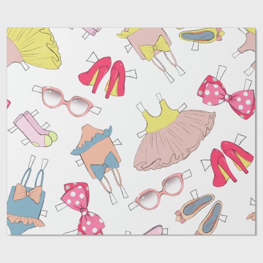 Niedlich Girly Diva Glam Chic Mode Geschenkpapier (Flach)