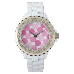 Niedlich Girly Elegant Pink Polka Dots Armbanduhr