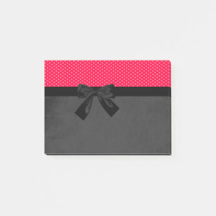 Niedlich Girly Elegant Red Polka Dots - Black Bow Post-it Klebezettel