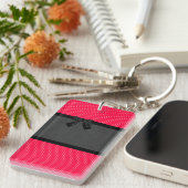 Niedlich Girly Elegant Red Polka Dots - Black Bow Schlüsselanhänger (Vorderseite rechts)