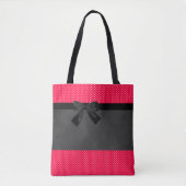 Niedlich Girly Elegant Red Polka Dots - Black Bow Tasche (Vorderseite)